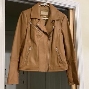 Michael Kors Leather Jacket: Camel Color; Size S